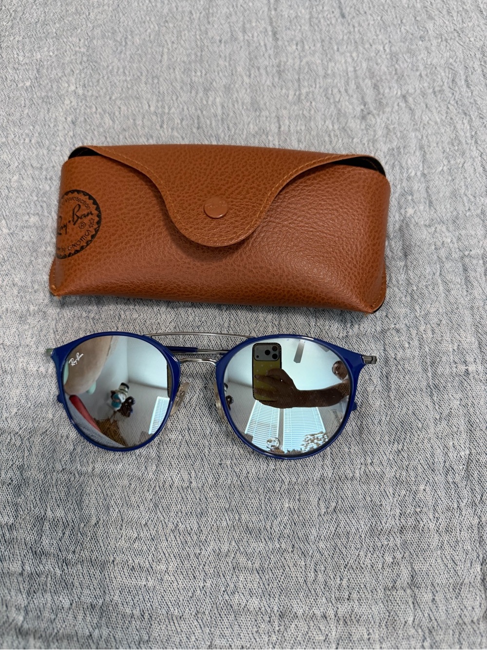 Ray-Ban Blue Frame Mirrored Lens Sunglasses